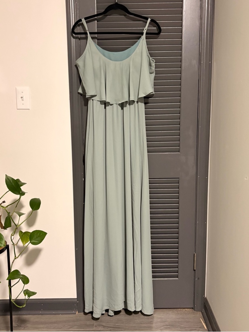 Show Me Your Mumu Caitlin Ruffle Maxi Dress in sage green color - Picture 7 of 11